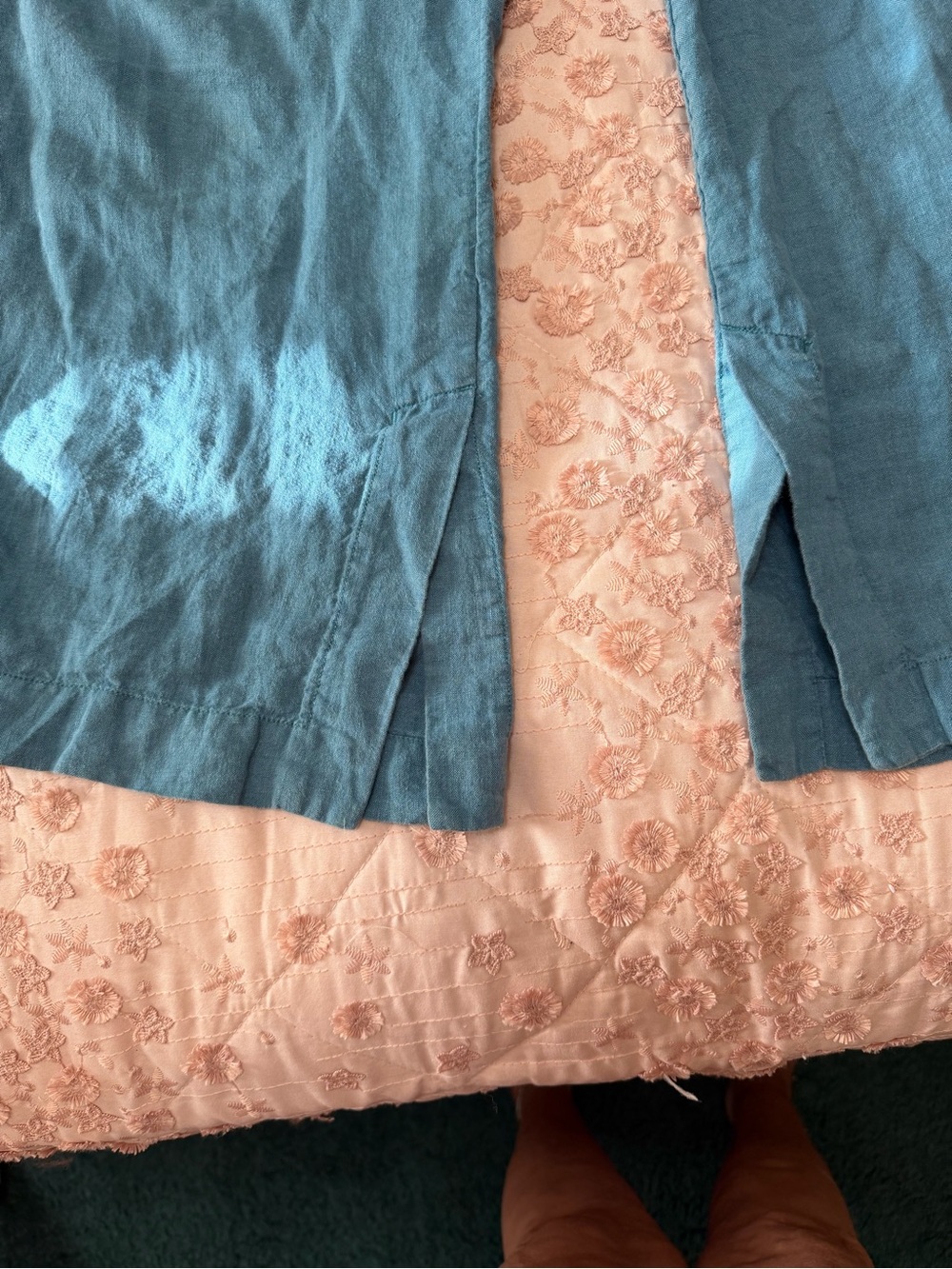 Athleta Retreat Linen High Rise Wide Leg Pants Teal Borealis Size 10 - Picture 5 of 6